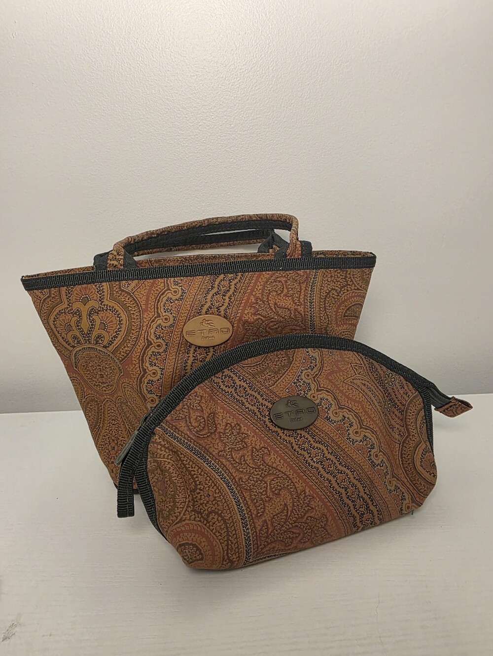 ETRO Canvas Paisley Mini Tote With Matching Cosmetic Bag